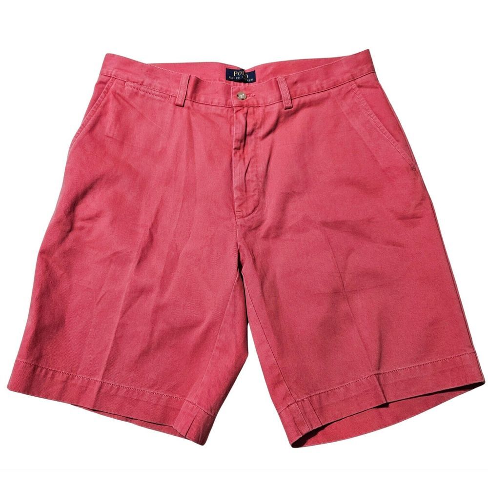 Polo Ralph‎ Lauren Mens 33 Salmon Pink Chino Shorts Cotton Twill Classic Fit